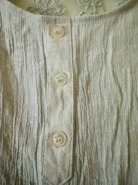 mine Long Sleeve Blouse Women’s size Medium Mint Green Lace-Trim - Picture 6 of 14